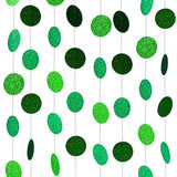 Glitter Green Paper Garland Circle Dot Banner 40ft Party Decorations