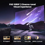 Official-Licensed20W Dolby Audio360°Adjustable Stand: Smart 4K Projector With Wifi 6 And 2-Way Bluetooth, Electric Focus & Auto Keystone, 1080P Mini Portable Outdoor Proyector W/ Hdmi Arc