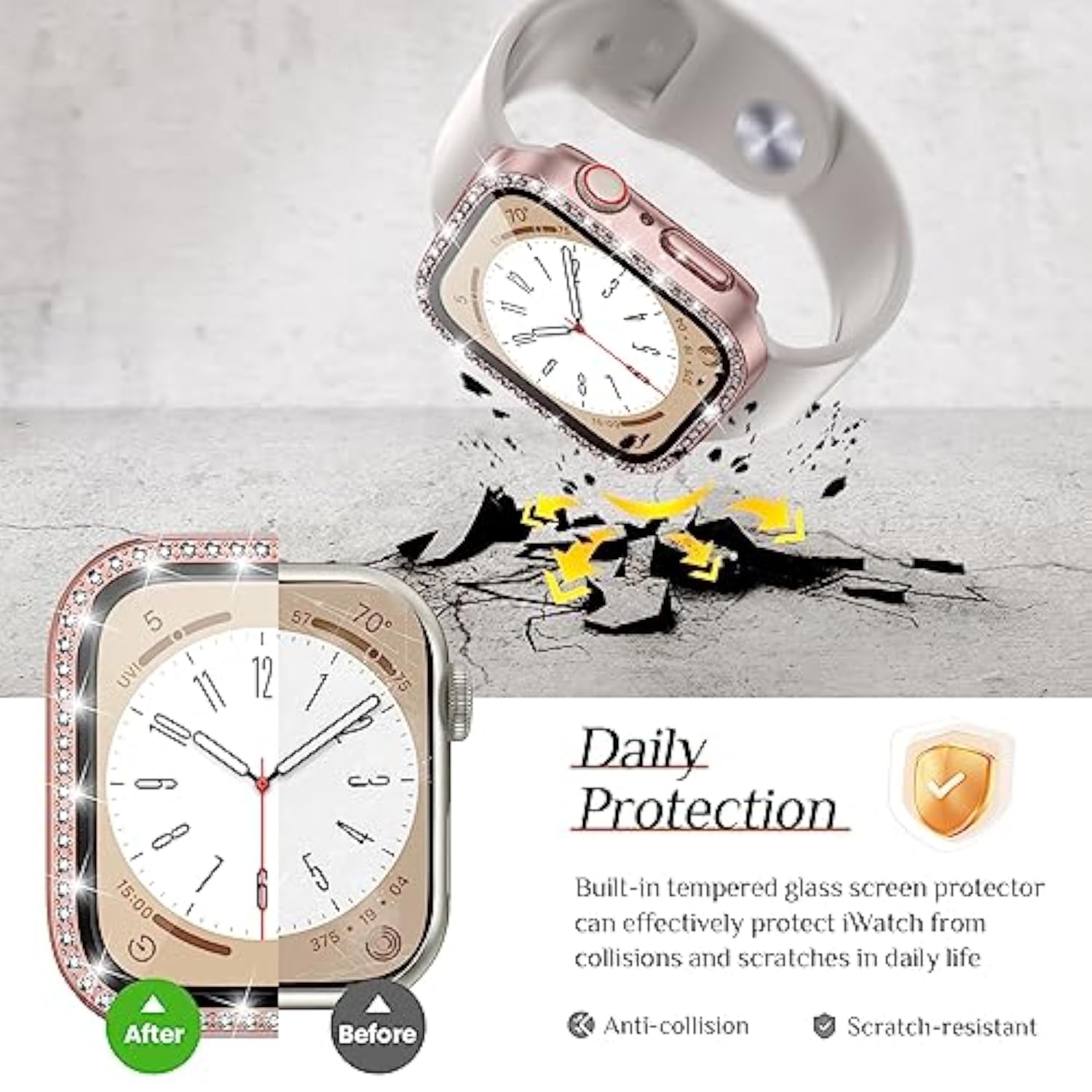 2-Pack Bling Case with Screen Protector for Apple Watch 41mm - Protective Watch Accessories with Style