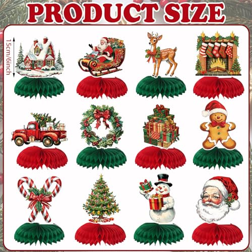 12 Pcs Christmas Honeycomb Centerpieces Vintage Party