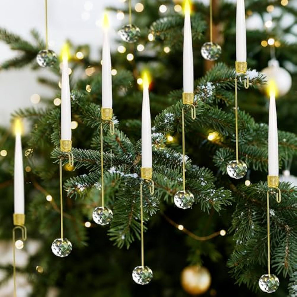 Flameless Christmas Tree Candles With Remote, 12 Pack Battery Operated Led Candles For Christmas Tree Flickering Flame For Xmas Indoor Decor - Clear Crystal Ball