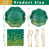 Green And Gold Party Decorations,Green Plates And Napkins Party Supplies For 25 Guests,Graduation Plates For Birthday Wedding Graduation Decorations