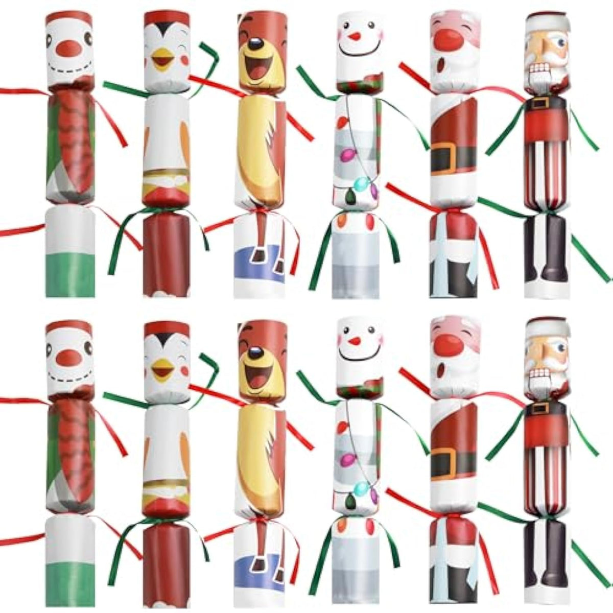 12 Pack Christmas No-Snap Party Table Favors, Christmas Themed Holiday Supplies With Party Hat, Joke & Little Gift Inside For Kids Adults Xmas Gift