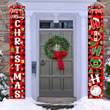 Merry Christmas Front Door Sign Red Buffalo Plaid Christmas Banner - Indoor/Outdoor Decorations