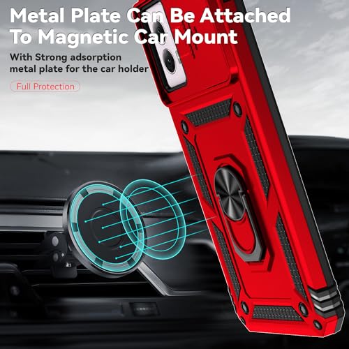 Phone Case Compatible With Motorola Moto G Power 5G 2024 Case With Hd Screen Protector & Slide Camera Cover & Kickstand, [Military-Grade] Phone Case For Motorola G Power 2024 (Red)