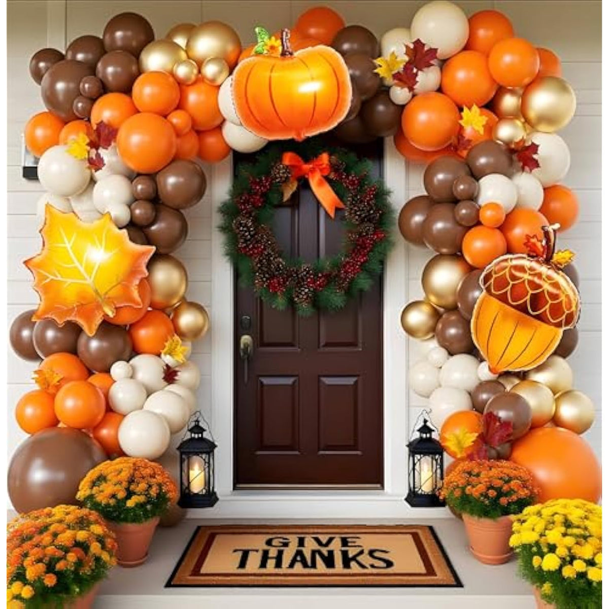 Fall Balloon Arch Kit: Orange Brown White Gold Thanksgiving Decor