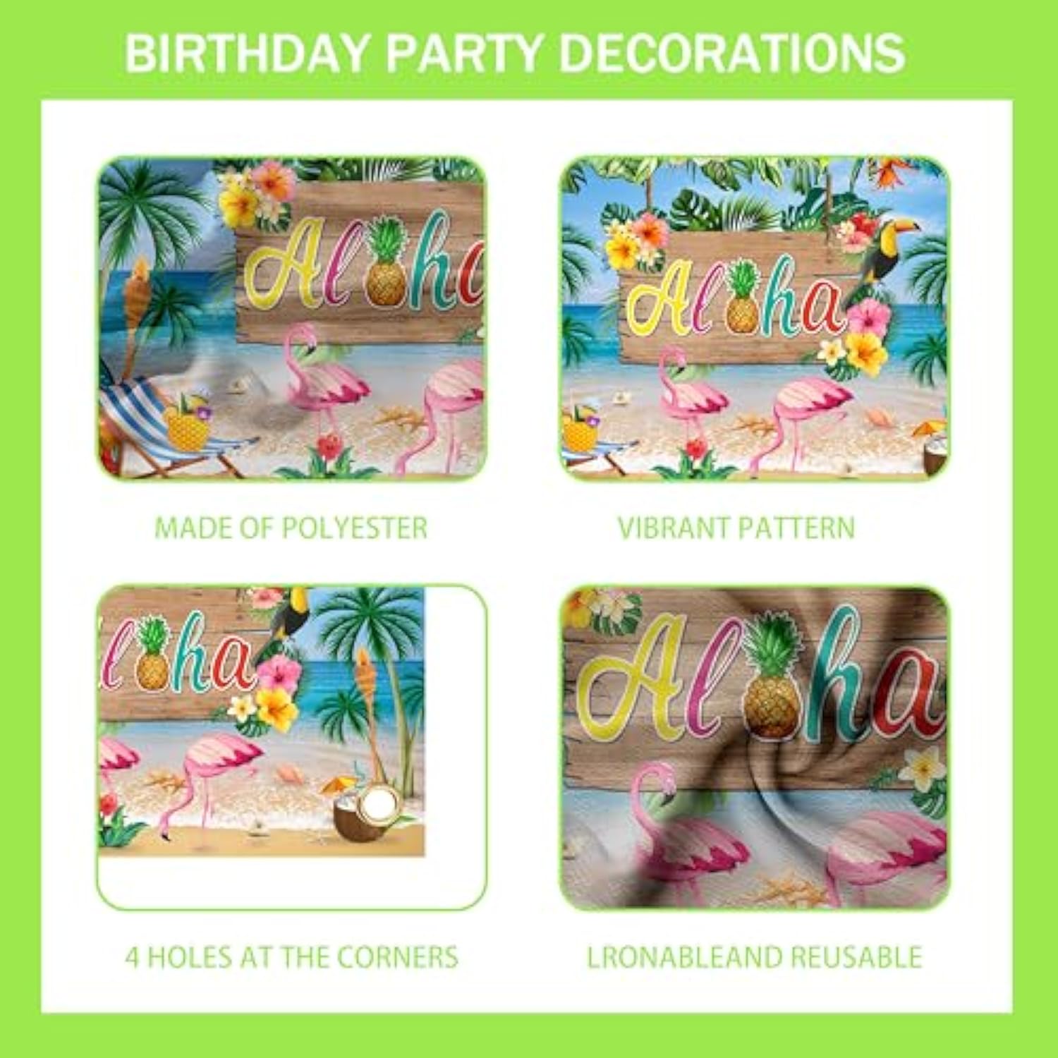 Hawaiian Luau Party Decorations Set – Tropical Summer Beach & Pool Party Supplies with Aloha Backdrop, Balloon Arch Kit, and Palm Tree Foil Balloons