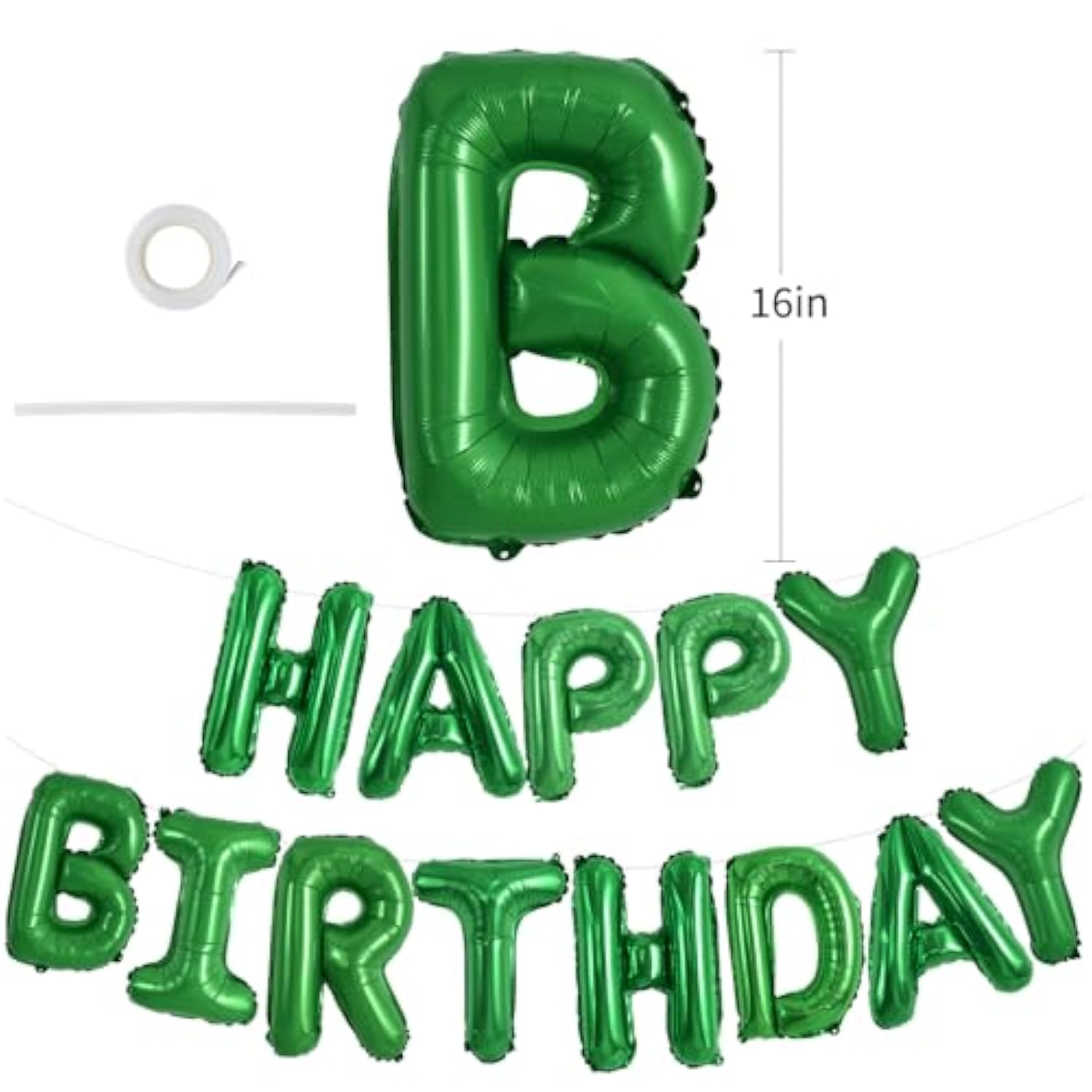Green 16" Mylar Happy Birthday Letter Balloons Banner Reusable Party Decor