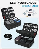 Cable Organizer Bag, Travel Electronics Organizer With Adjustable Divider, Tech Bag Carrying Case, Storage Bag Sturdy Tool Case With Handle For Cellphone Cord Electronics Accessories, Black