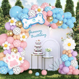 176Pcs Blue Balloon Garland Kit with Paw Bone Daisy Balloons for Puppy Party