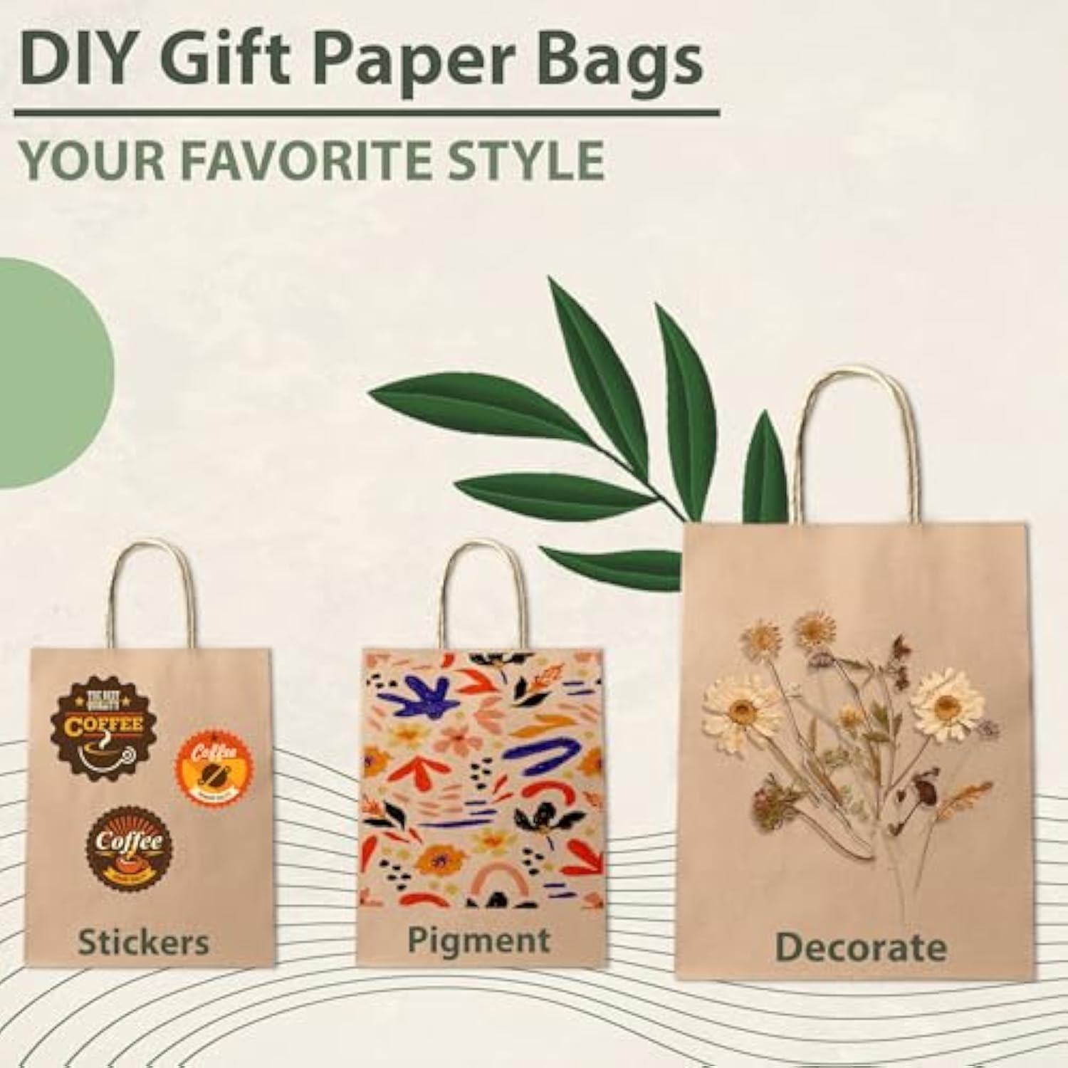 Ginkgo 100 Pcs Paper Gift Bags with Handles, Brown Paper Bags 8x4.25x10.25 Inch, Medium Size Bulk Kraft Bag for Party, Favor, Goodie, Grocery, Shopping