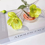 Poppies Flowers Artificial,Ranunculus Artificial Flowers,Silk Flowers With Stems,Faux Flower Stems For Wedding,Party,Garden Outdoor Indoor Decor Flower Arrangements For Table (3, Green)