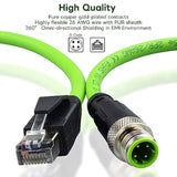 M12 To Rj45 Industrial Ethernet Cable,Automation Systems Interconnect M12 4 Pi