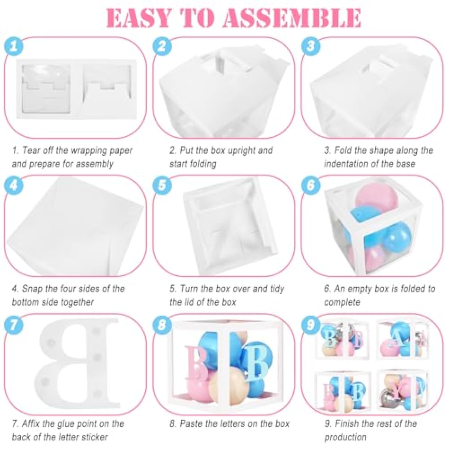 164Pcs Baby Boxes Gender Reveal Balloon Decorations, Pink And Blue Balloon Garland Kit 4Pcs Boxes With Letters For Baby Shower Birthday Boy Or Girl Gender Reveal Party Supplies
