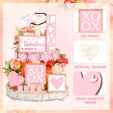 21 Pcs Valentine Tiered Tray Decor Set Valentine Table Decorations Conversation Heart Wooden Decoration Farmhouse Valentines Day Decorations Heart Wooden Signs For Home(Cute)