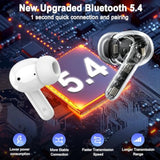 Wireless Earbuds, 2025 Bluetooth 5.4 Headphones Deep Bass Stereo Ear Buds, 4 Enc Noise Cancelling Mic 36Hrs Usb-C In-Ear Earphones Ip7 Waterproof Sport Workout For Laptop Pad Android Ios Phone, White