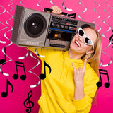 25 Pieces Musical Note Hanging Swirl Decorations – Music Theme Party Supplies (Black)