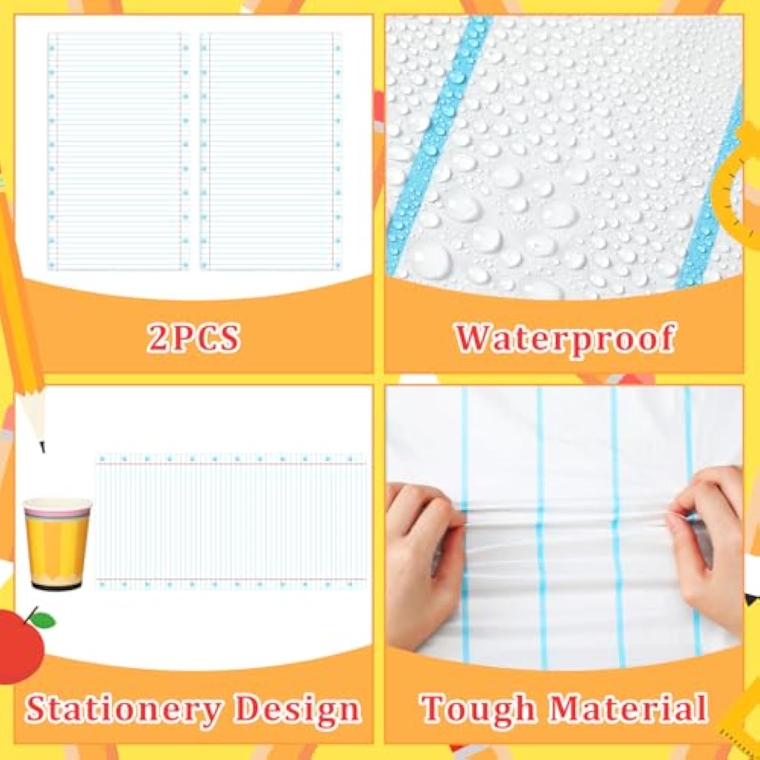 146 Pcs Back To School Decoration Apple Paper Plates First Day Of School Party Supplies Tableware Set For 24 Guest 2 Disposable Tablecloth Composition Notebook Classroom Decoration Pre K Teacher Party