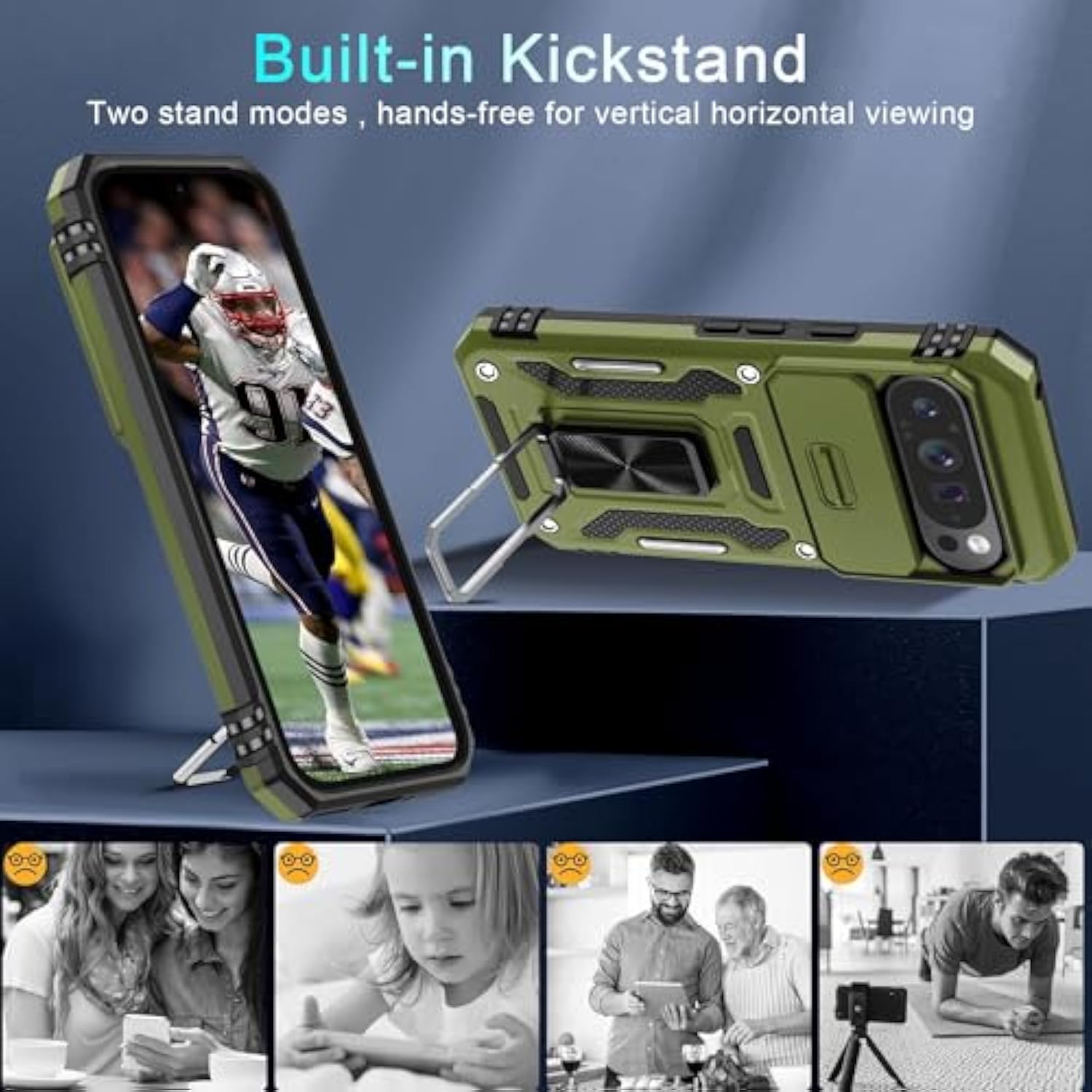 Google Pixel 9 Pro XL Case with Slide Camera Cover, Kickstand & Screen Protector