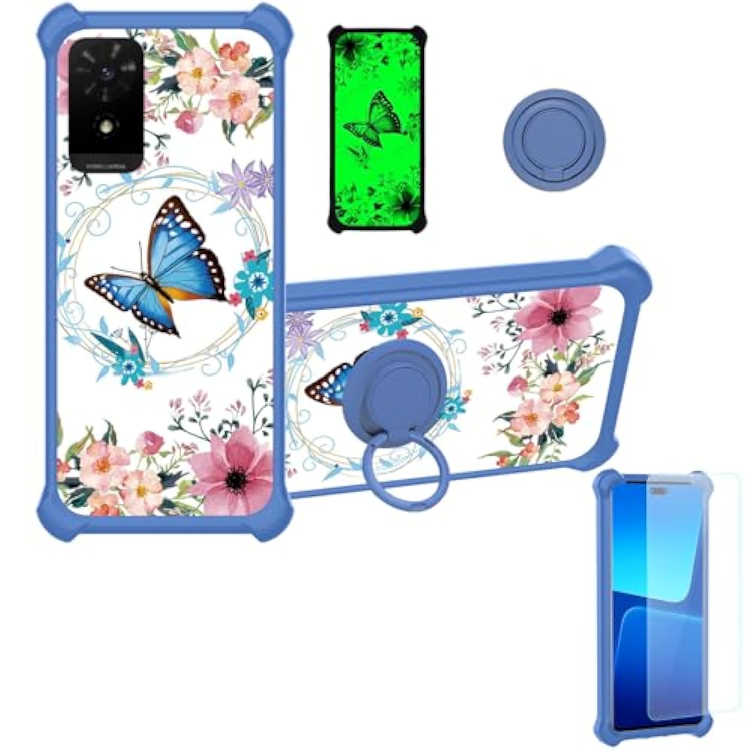 For Tcl K23 Case Compatible For Tcl K24 Phone Case T434D Cover [With Tempered Glass Screen Protector][Hard Pc + Soft Silicone] [Luminous Effect] Ygl-Lhd