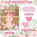 Pin The Pacifier Baby Shower Game Baby Shower Party Decorations Include Large Poster 24 Pacifier Stickers Blindfold Game Set For Birthday Party Decor Supplies(Country Girl)