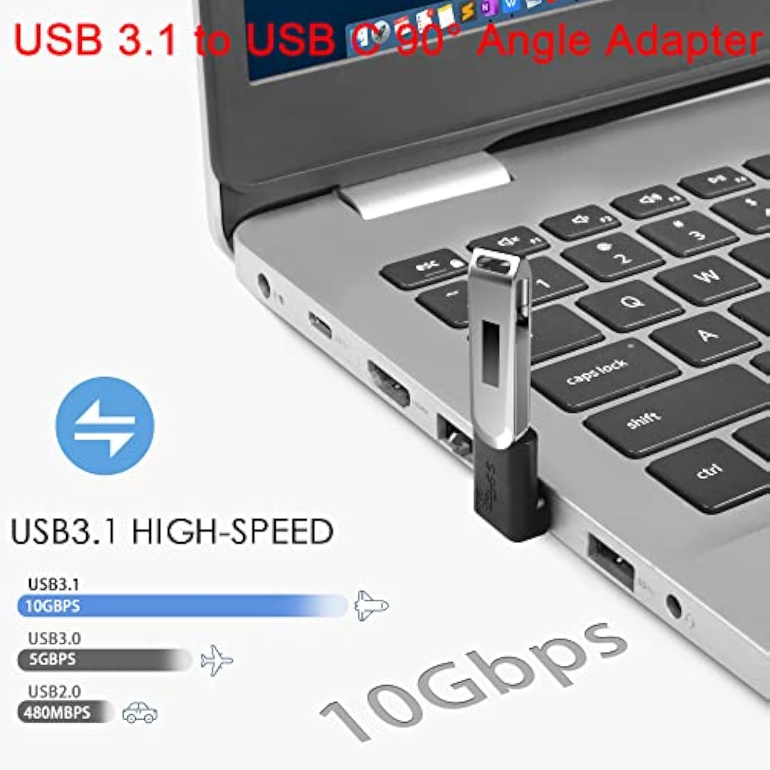 10Gbps Usb 3.1 To Usb C 90° Angle Adapter Usb A Male To Usb C Female L-Shaped