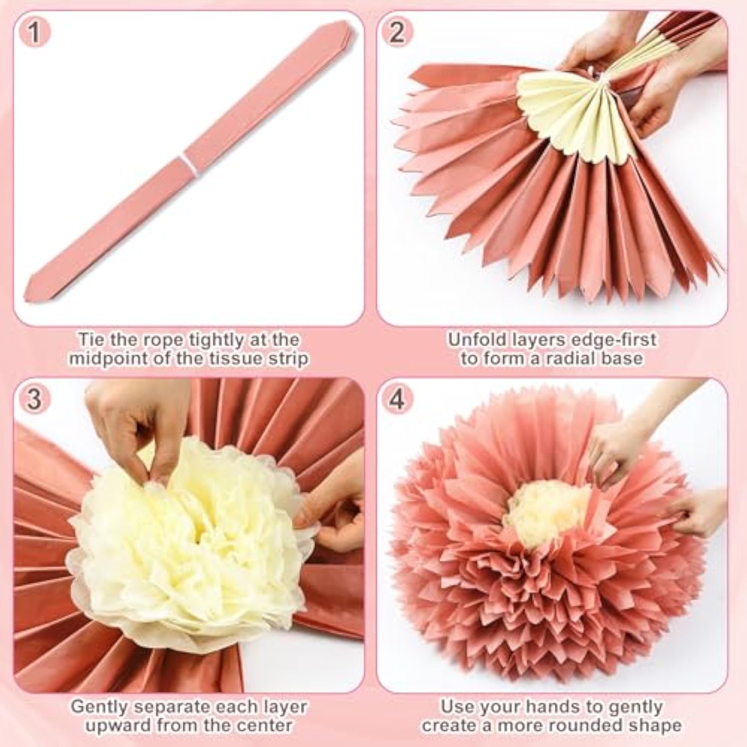 5 Pcs Gaint Boho Tissue Paper Flowers Decoration 30'' And 24'' Hanging Tissue Paper Pom Poms Decor For Boho Birthday Bachelorette Wedding Baby Shower Bridal Shower Party Decoration