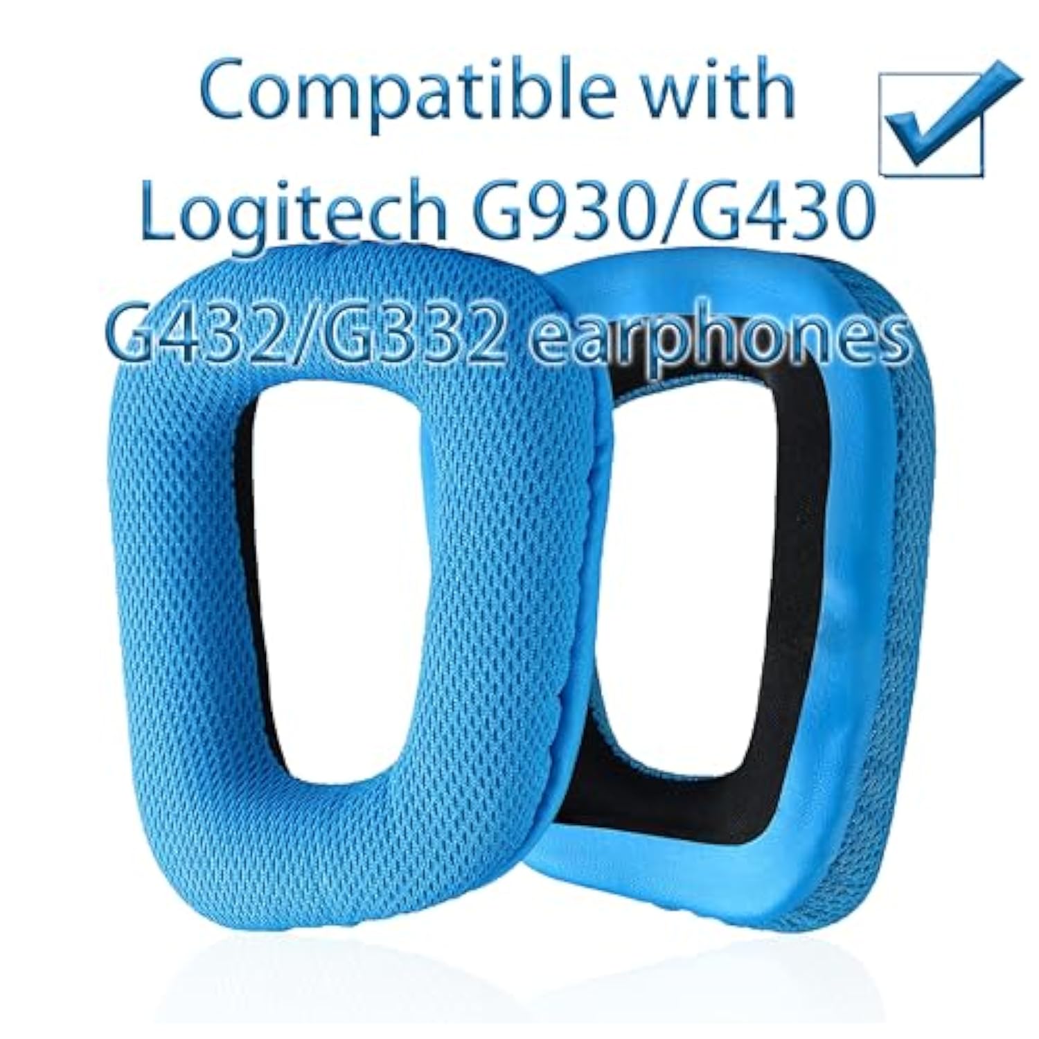 Replacement Ear Pads Compatible With Logitech G930/G430/G432/G332/G35/F450 Headphones, Replacement Ear Pads Made Of Soft Football Net Weaving And Memory Foam (Blue/Woven)