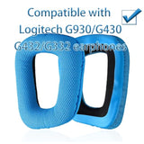 Replacement Ear Pads Compatible With Logitech G930/G430/G432/G332/G35/F450 Headphones, Replacement Ear Pads Made Of Soft Football Net Weaving And Memory Foam (Blue/Woven)