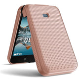 Grid Series for Consumer Cellular Iris Easy Flip Phone Case, Rose Gold Pink