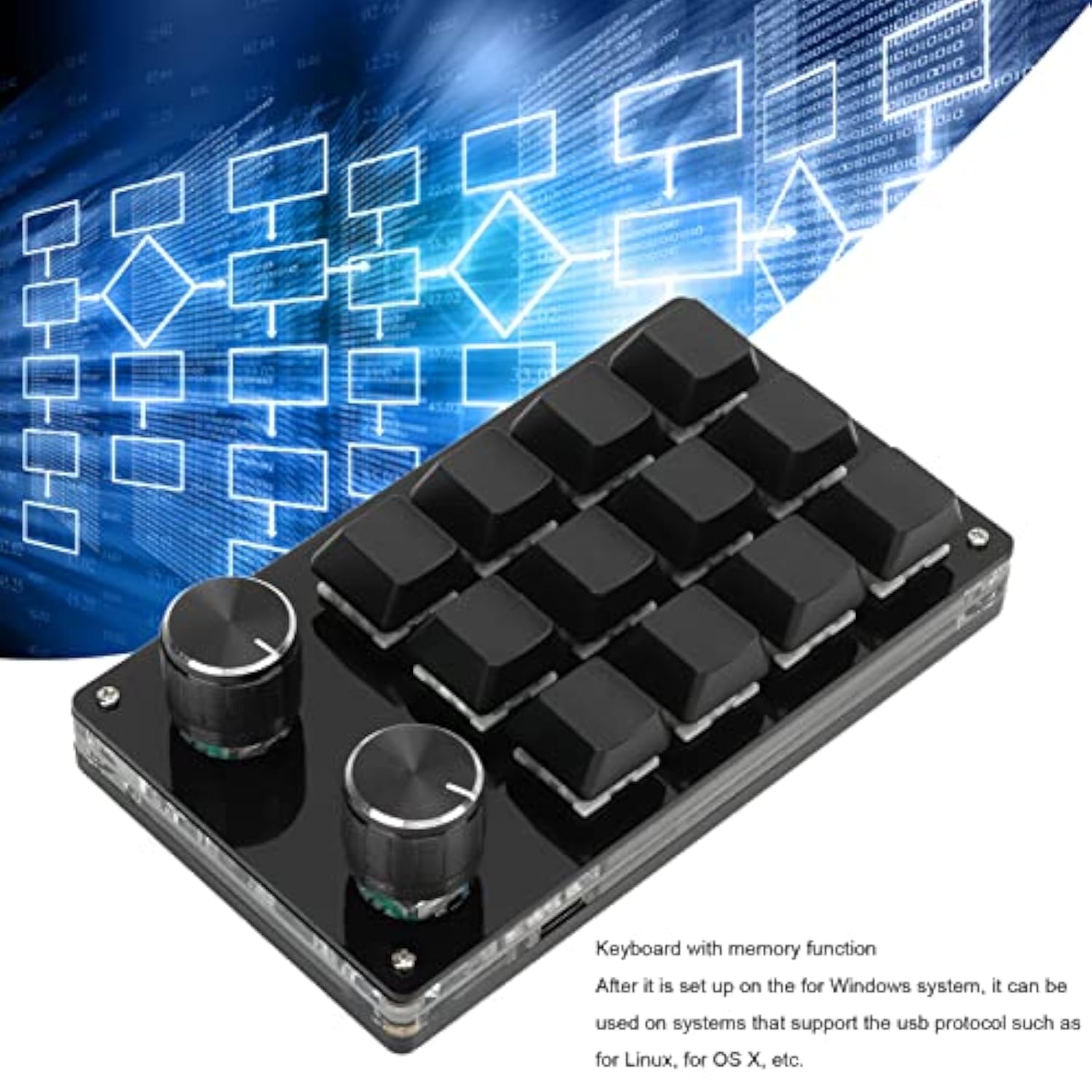 One Handed Macro Mechanical Keyboard Portable Usb Mini 12 Key Multifunction Di