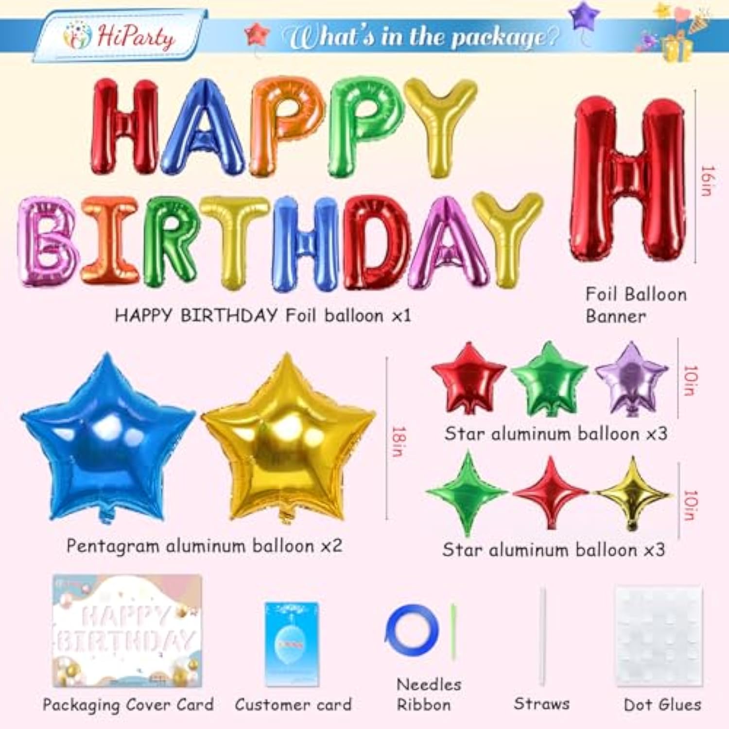 26-Piece Rainbow Birthday Balloon Set with 8 Star Balloons for Parties
