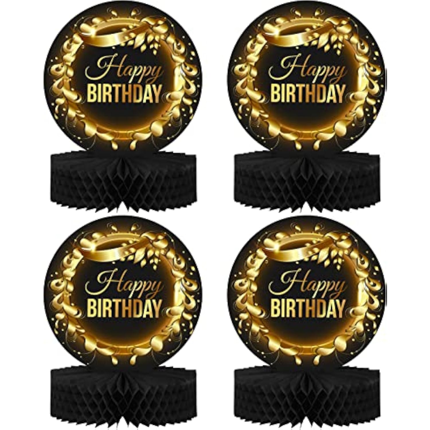 Happy Birthday Table Decorations Centerpieces - 4-Pack Double Sided Ha