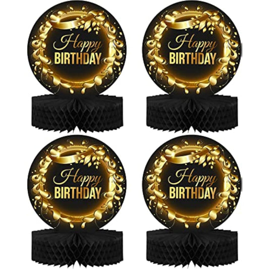 Happy Birthday Table Decorations Centerpieces - 4-Pack Double Sided Ha