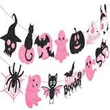 Halloween Party Banner 2pcs Ghost Pumpkin Bat Skull Cutout Banners Boo Birthday Decorations