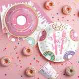 Donut Two Sweet Birthday Decorations Tableware Girl - Pink Donut 2Nd Birthday Party Supplies, Paper Plate, Cup, Napkin, Tablecloth, Disposable Cutlery | Serves 24