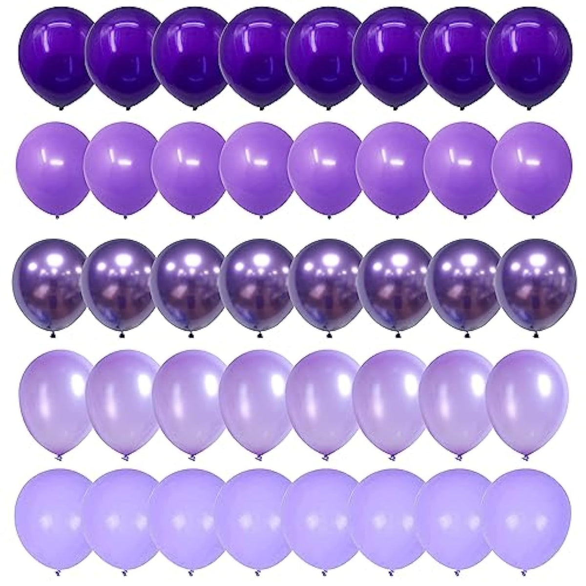 Purple Balloons, 60 Packs 12 Inch Metallic Chrome Purple Pearl Macaron Light Lavender Different Shades Balloons For Girl Birthday, Wedding, Anniversary, Baby Shower, Princess Decoration
