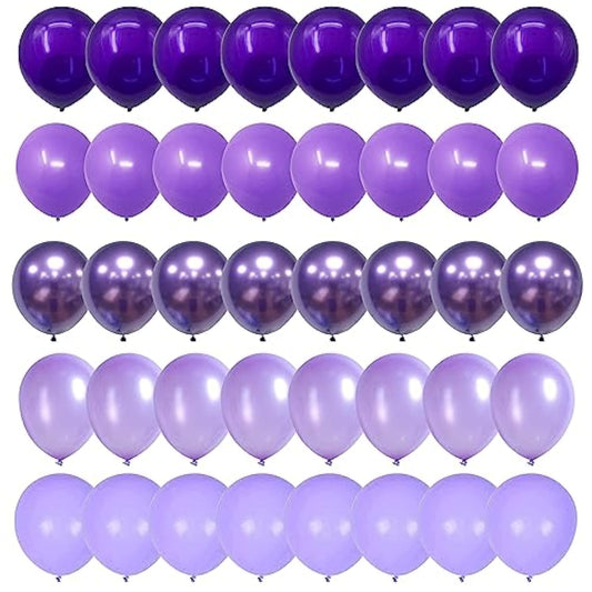 Purple Balloons, 60 Packs 12 Inch Metallic Chrome Purple Pearl Macaron Light Lavender Different Shades Balloons For Girl Birthday, Wedding, Anniversary, Baby Shower, Princess Decoration
