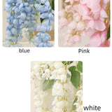 47''Silk Amber Wisteria Artificial Flowers 2 Branches, Fake Wisteria Floral Hanging Plant Garland,Hanging Flower Stem For Home Decor, Party, Floor Vase, Wedding Arrangement Decoration (White)