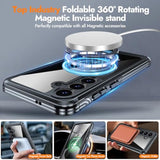 Magnetic Stand For Samsung Galaxy S25+ Case [Fit For Magsafe] [360°Rotatable Stand] [Built-In Tempered Glass Screen Protector] Full-Body Shockproof Military-Grade Protective Case Black