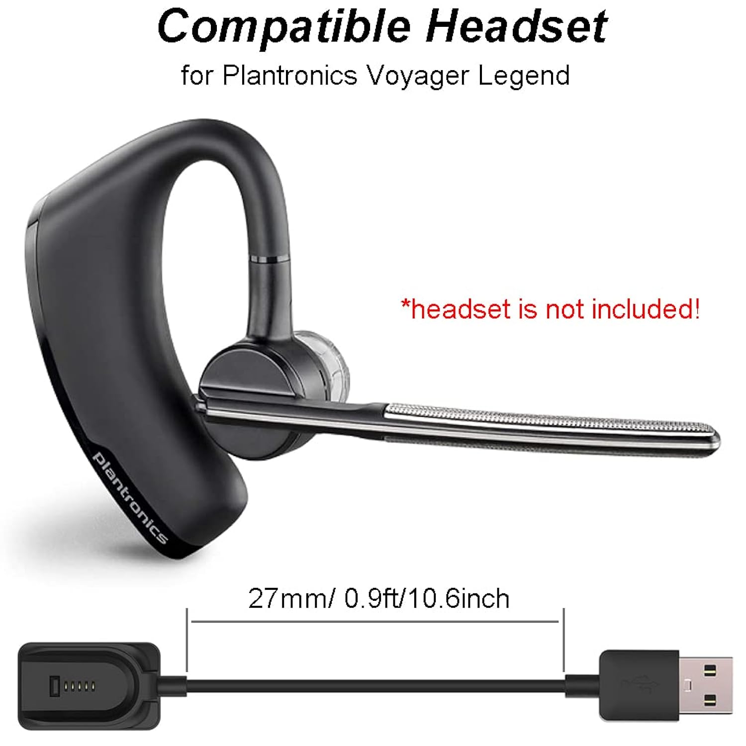 Charger For Plantronics Voyager Legend, Replacement Usb Charging Cable Cord For Voyager Legend Headset [27Cm/0.9Ft] (1)