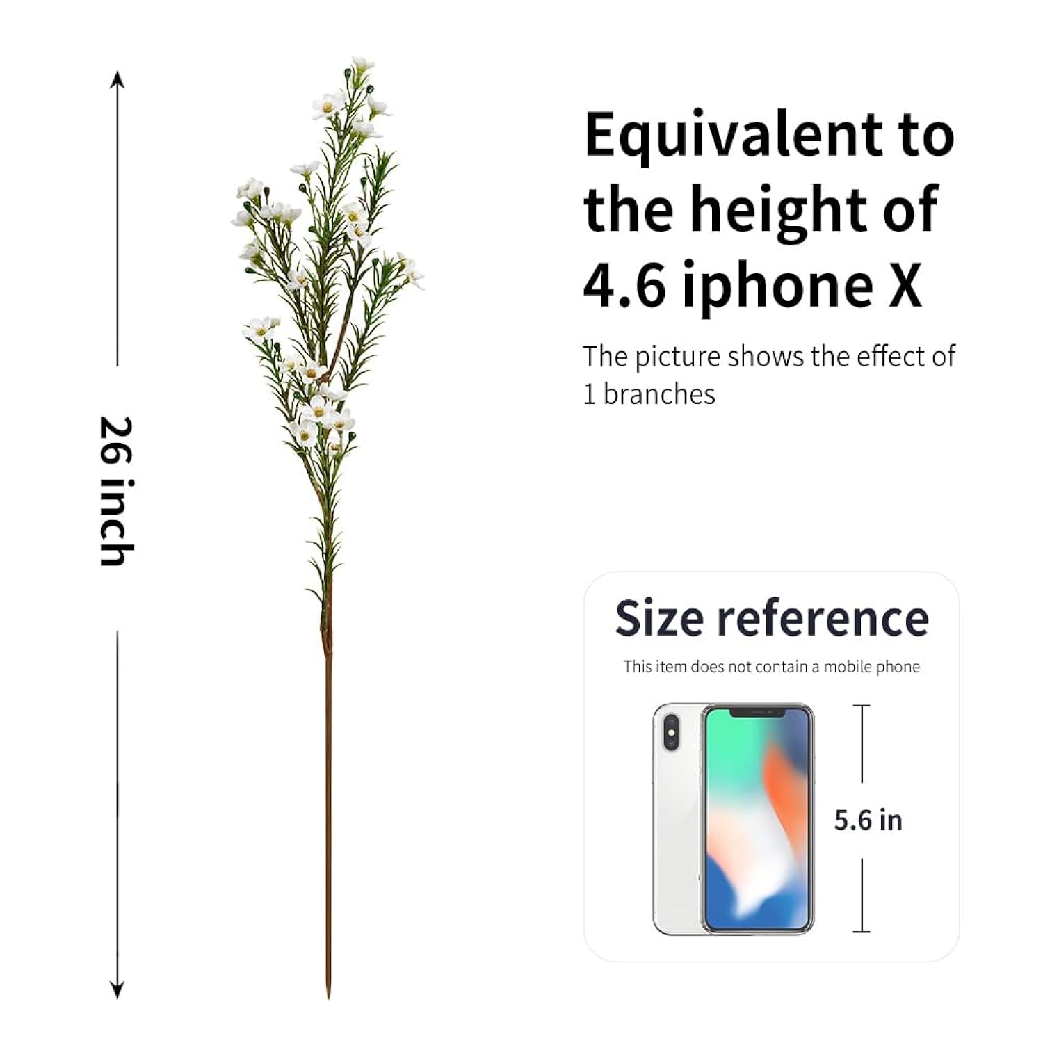 Artificial Flowers For Decoration, 6Pcs 26Inch White Wintersweet Fake Flowers,Faux Flowers For Vase,Faux Floral Stems For Wedding Party Kitchen Home Decorations (6, White Wintersweet)
