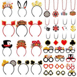 36 Pcs Casino Night Party Favors Casino Theme Felt Headband Eyeglasses Beaded Necklaces Dice Dollar Sign Poker Party Decorations Accessories For Las Vegas Game Night Decor Photo Prop Supplies