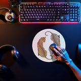 Trendy Preppy Leopard Mouse Pad For Desk, Fashion Cheetah Print Aesthetic Mousepad For Work Computers Laptop Home Office Dorm Desk Accessories, Girly Office Supplies, 7.9X7.9