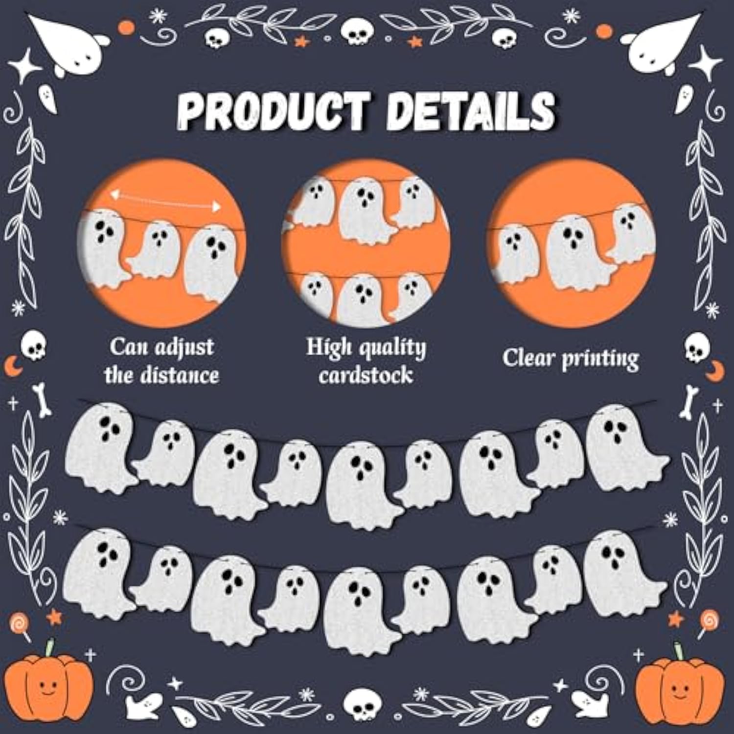 2pcs Halloween Hanging Ghost Banners Pre Strung Garland Haunted House Door Wall Fireplace Decor
