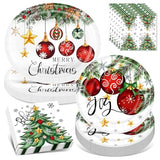 100PCS Christmas Paper Plates and Napkins Set- (25 Guests)