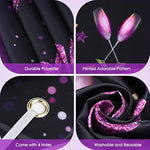 Purple Happy Birthday Banner - Black Gold Party Decorations Large Sign Shiny Backdrop Photo Booth Background For Women Girls 71 X 44 Inch