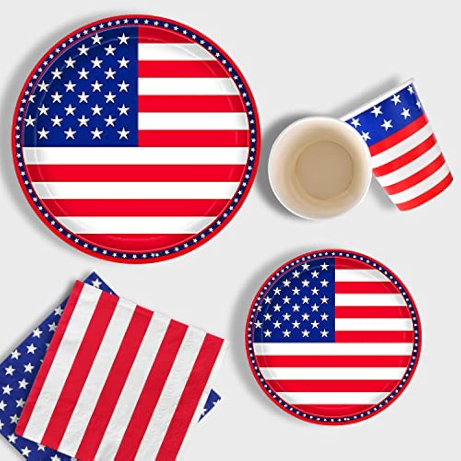 American Flag Patriotic Party Supplies Disposable Napkins Paper Plates And Paper Cups For Veterans Day Election Day 4Th Of July Independence Day Decorations, Serve 25