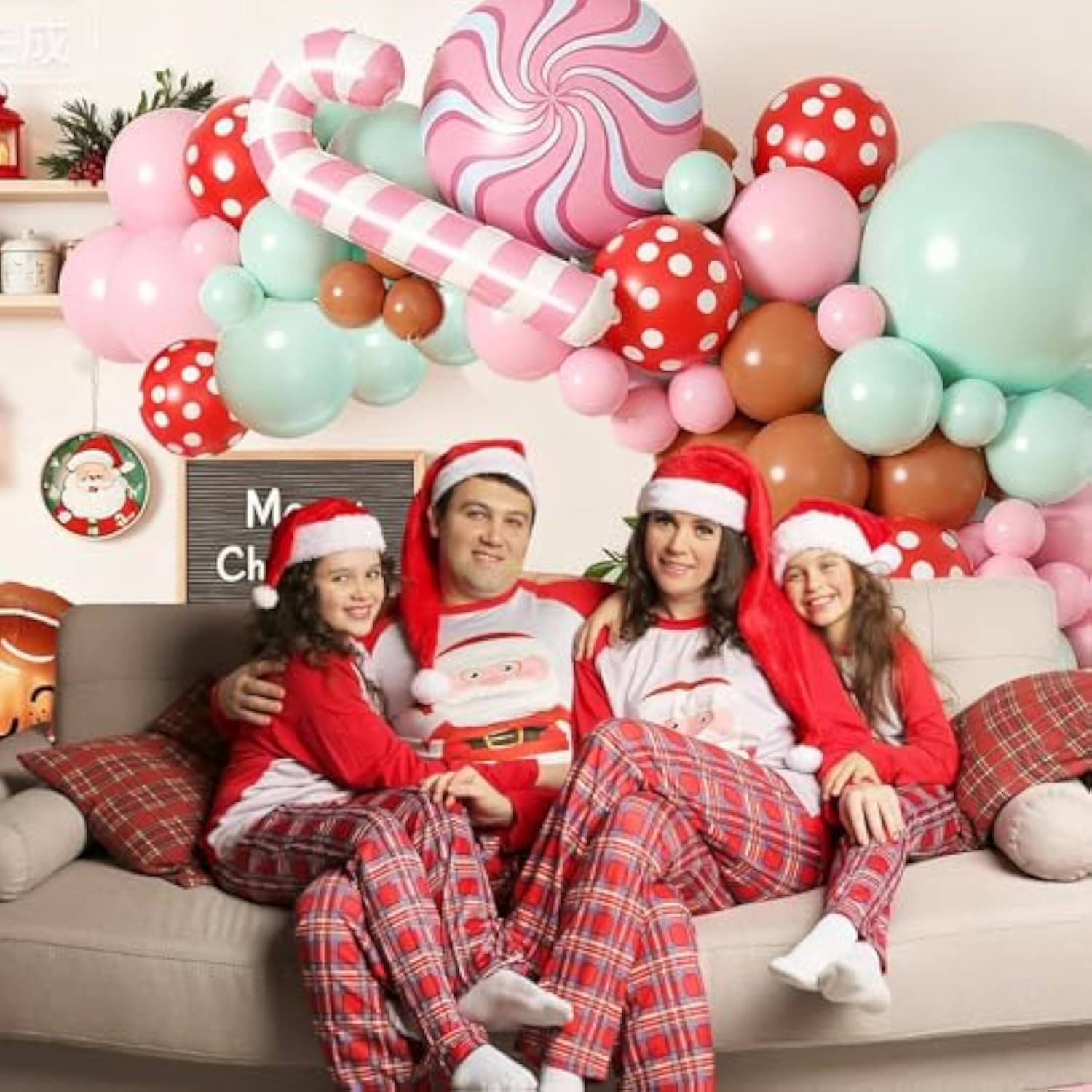 Christmas Balloon Garland Kit with Gingerbread Man and Pastel Balloons