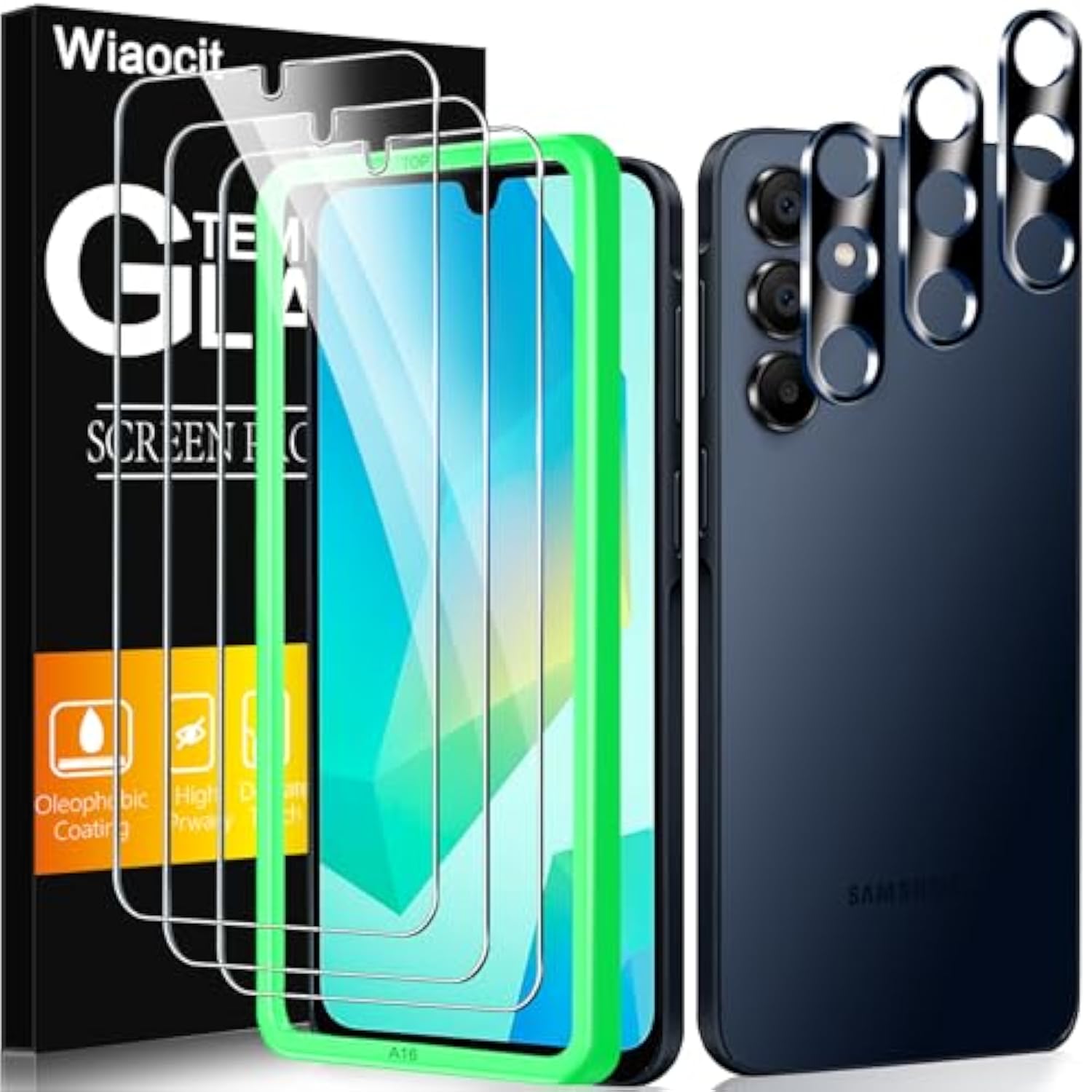 3-Pack Samsung Galaxy A16 5G Screen and Camera Tempered Glass Protector 9H